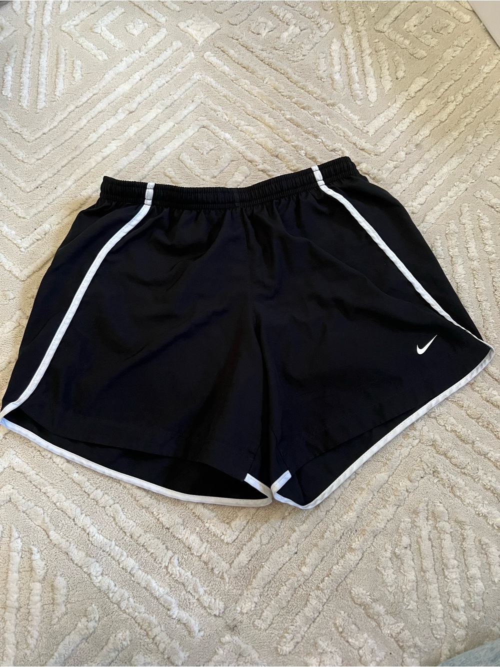 Nike Girls Black Athletic Shorts White Trim Size XL